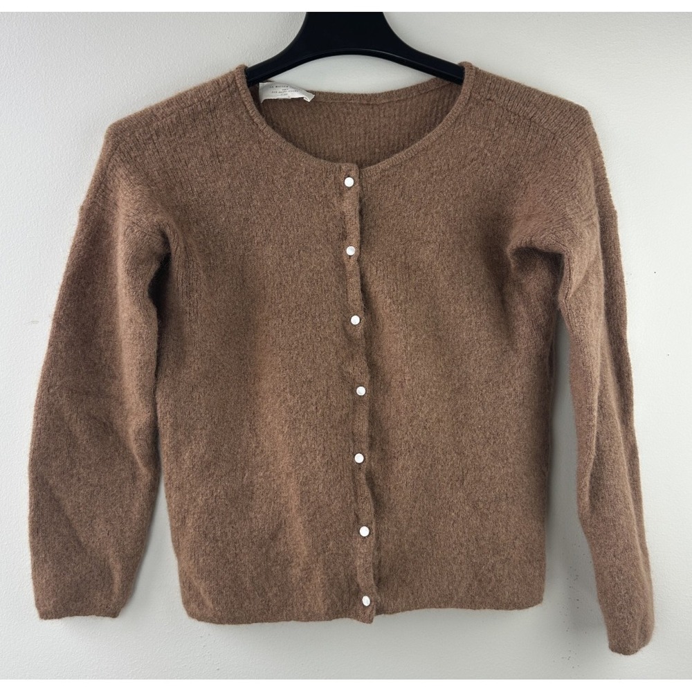 Sezane Gaspard Super Kid Mohair Baby Alpaca Cardigan Sweater Brown M Luxury - Picture 14 of 14